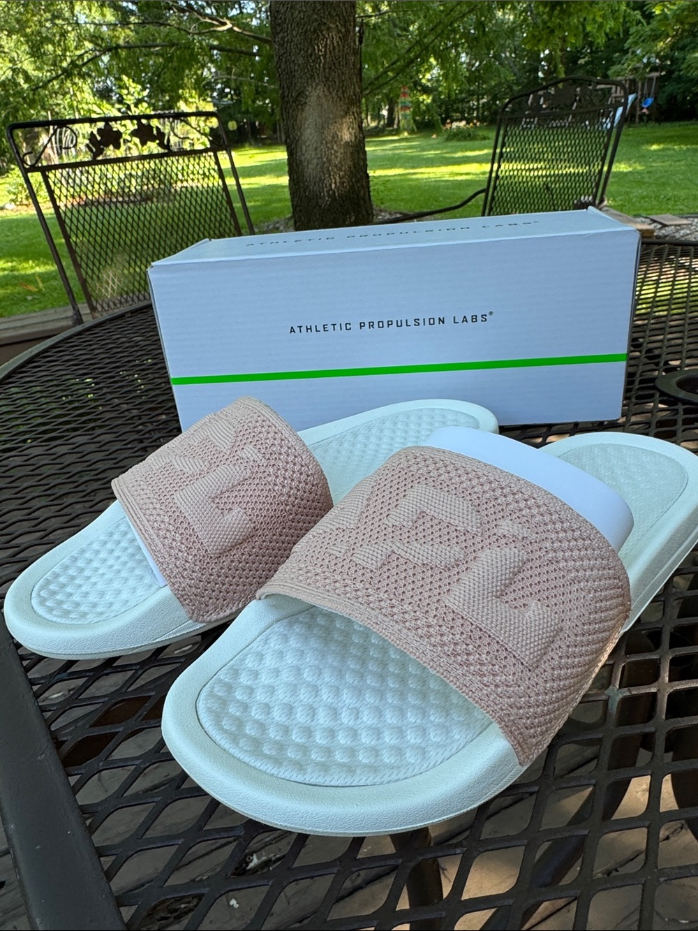 APL BL Techloom Slides Sandals in Ivory / Blush  (Pale Dusty Pink) Women Size 10